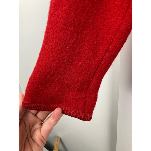 Vintage Tally Ho 100% Wool Red Cardigan Jacket Size S Cozy Ski - Picture 5 of 7